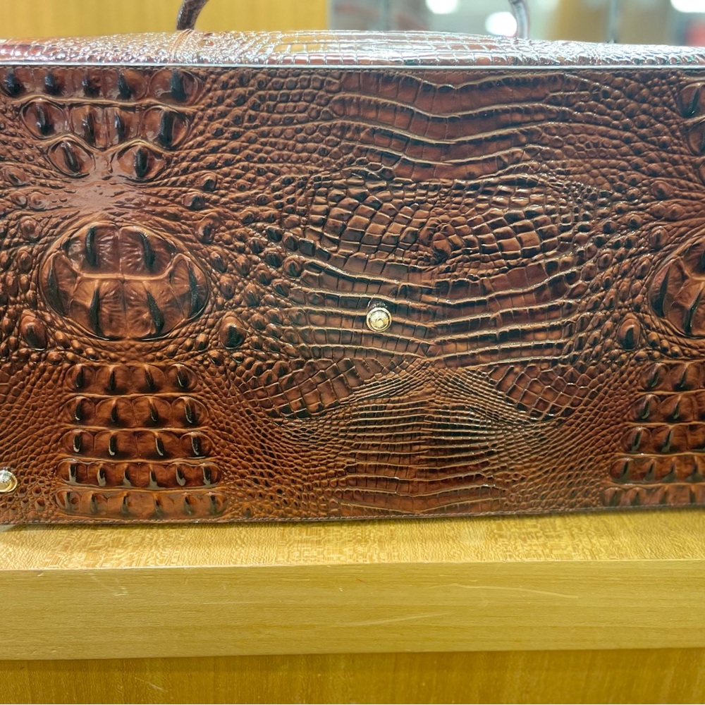 Brahmin Rich Brown Crocodile-Embossed Travel Bag - Picture 5 of 10